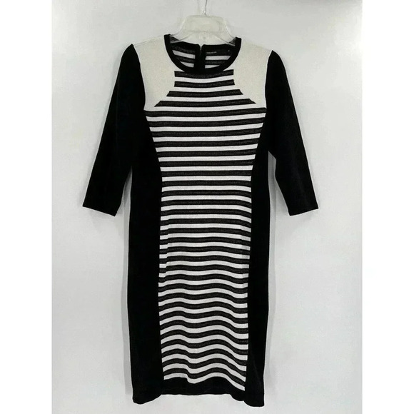 Karen Millen Sporty Stripe Sweater Dress Size (USA 4) (UK 8) Black midi dress - Picture 1 of 8